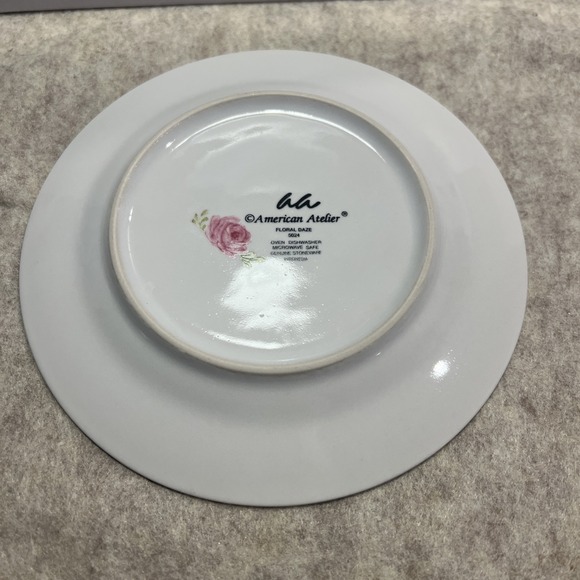 Vintage  American Atelier  Stoneware 6 1/4" Saucers Floral Daze EUC‎ 8 Available - Picture 3 of 4
